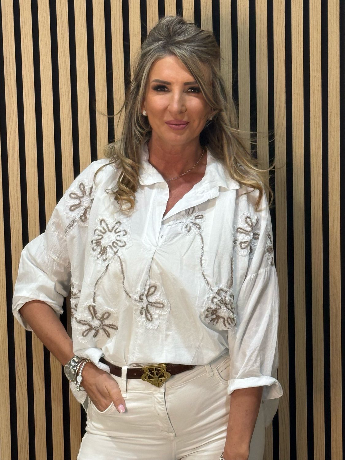 Embroidered Cotton Shirt - White