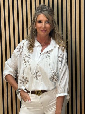 Embroidered Cotton Shirt - White