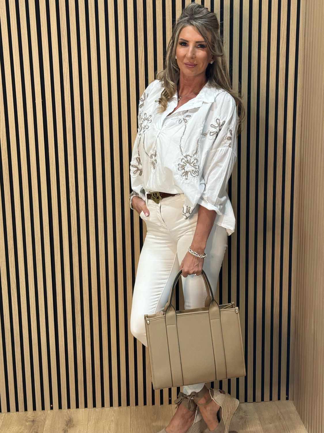 Embroidered Cotton Shirt - White