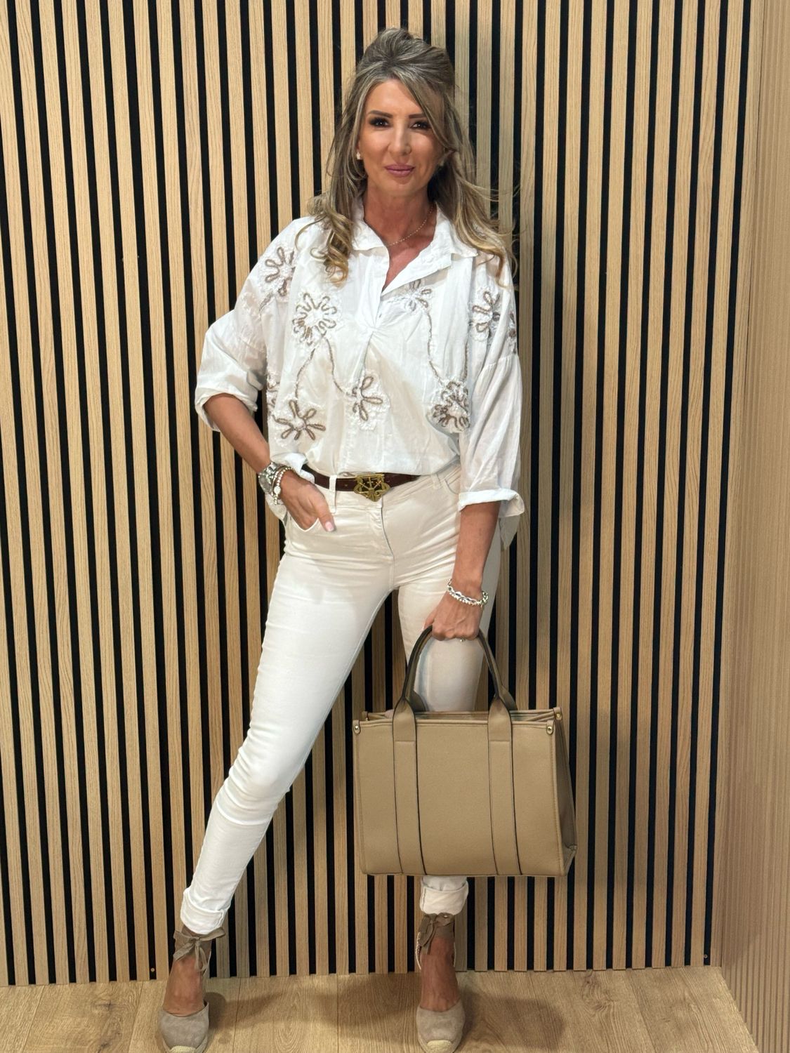 Embroidered Cotton Shirt - White