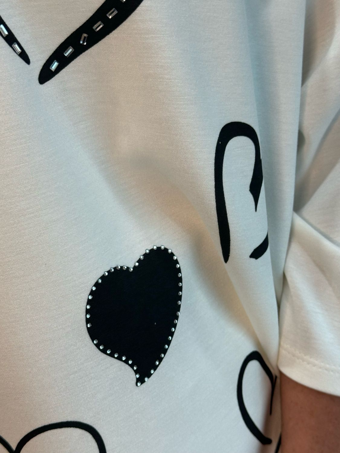 Heart Print Oversized Top - White