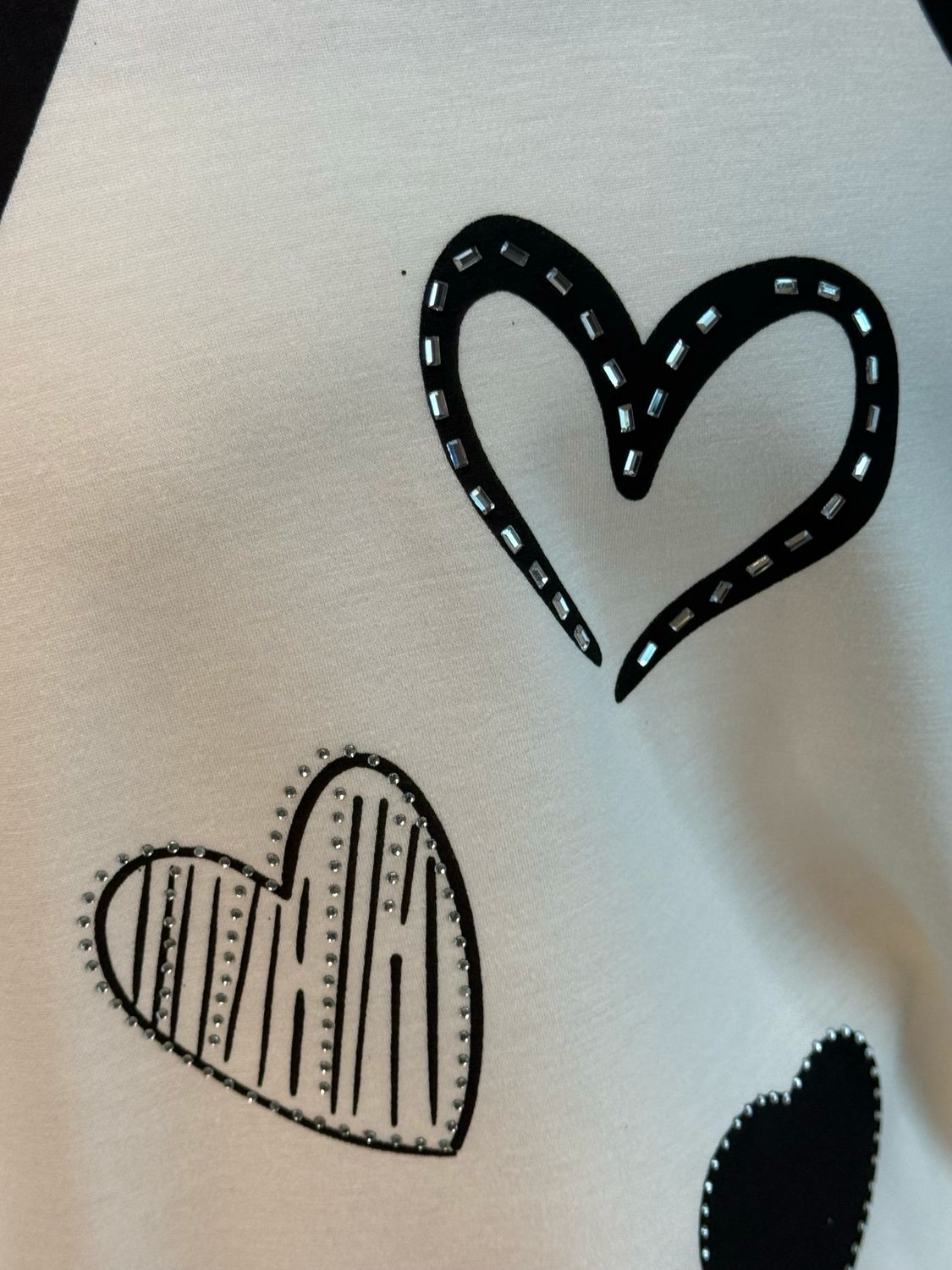 Heart Print Oversized Top - White