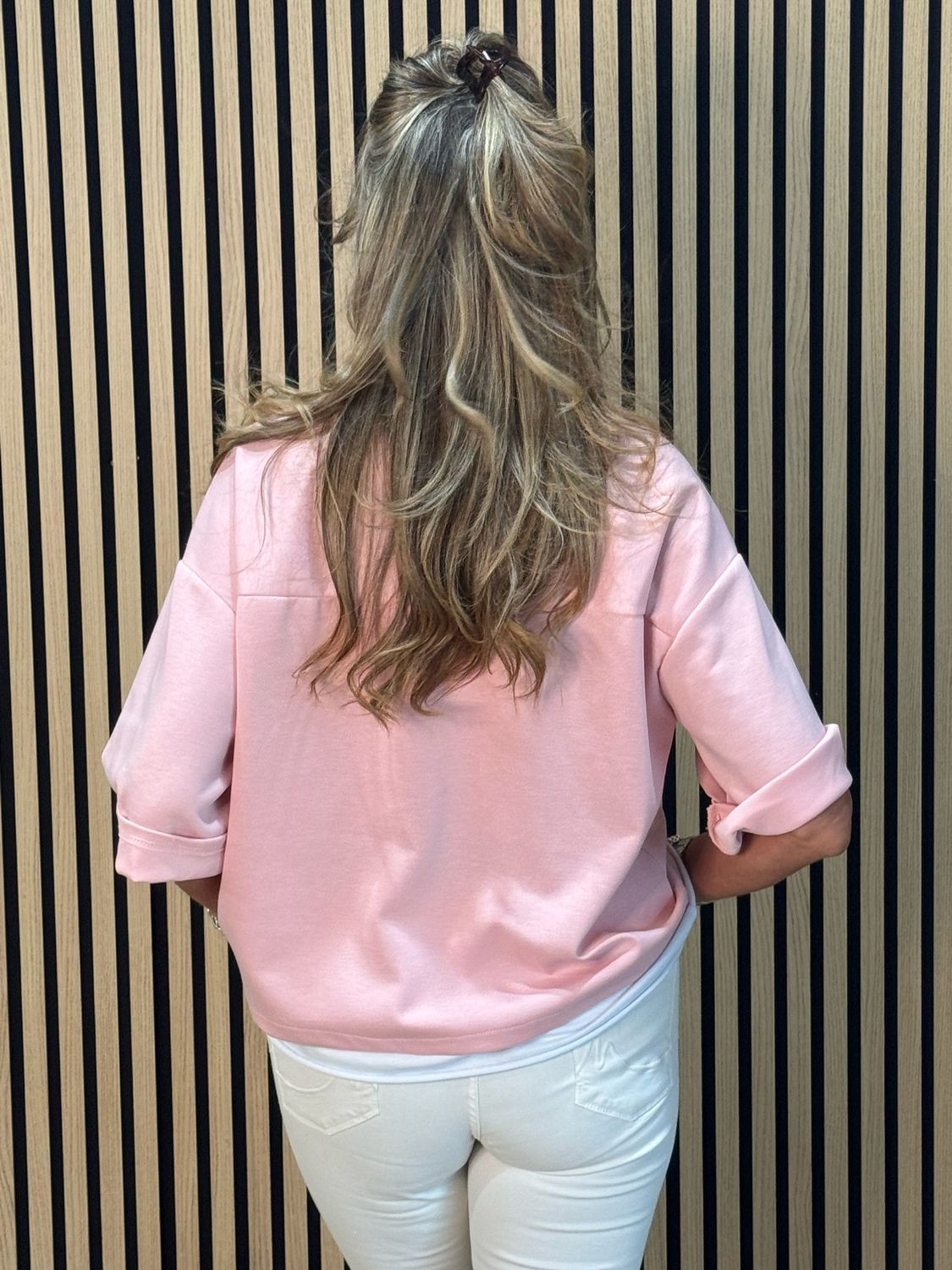 Heart Print Oversized Top - Pink