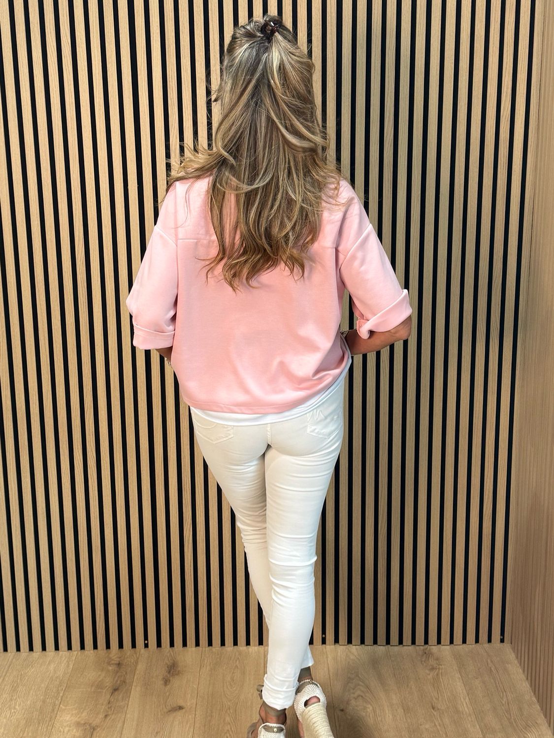 Heart Print Oversized Top - Pink