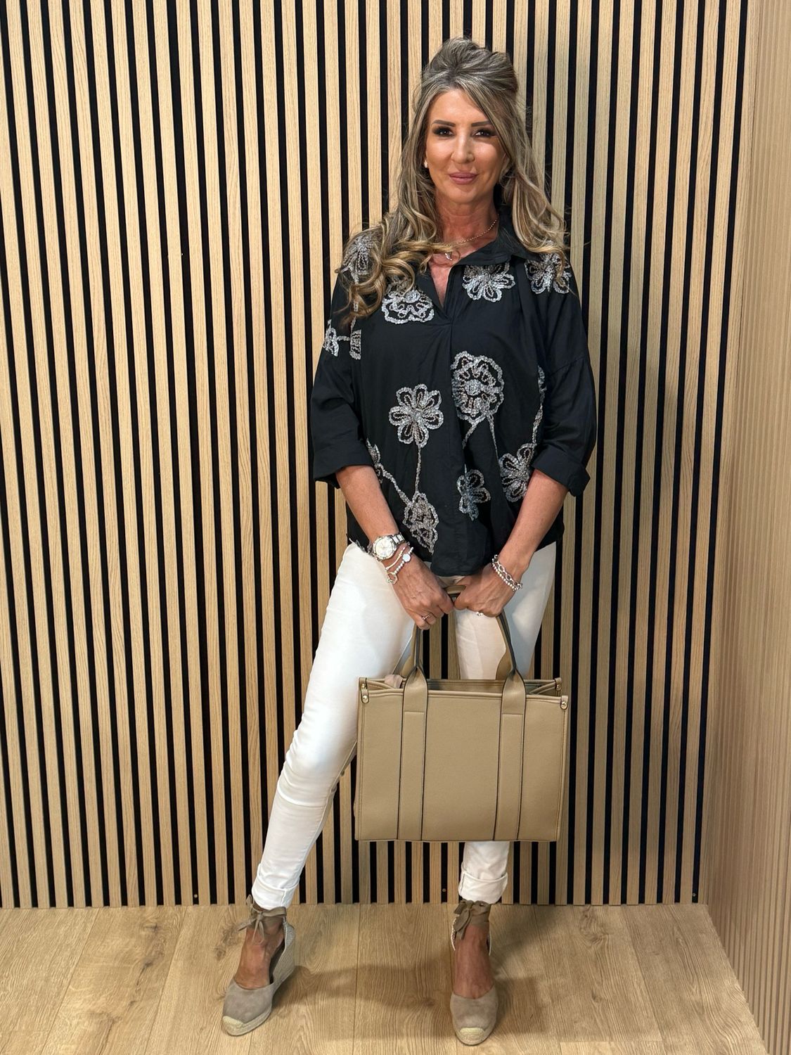 Embroidered Cotton Shirt - Black