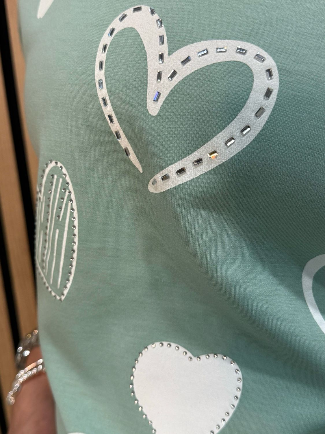 Heart Print Oversized Top - Mint