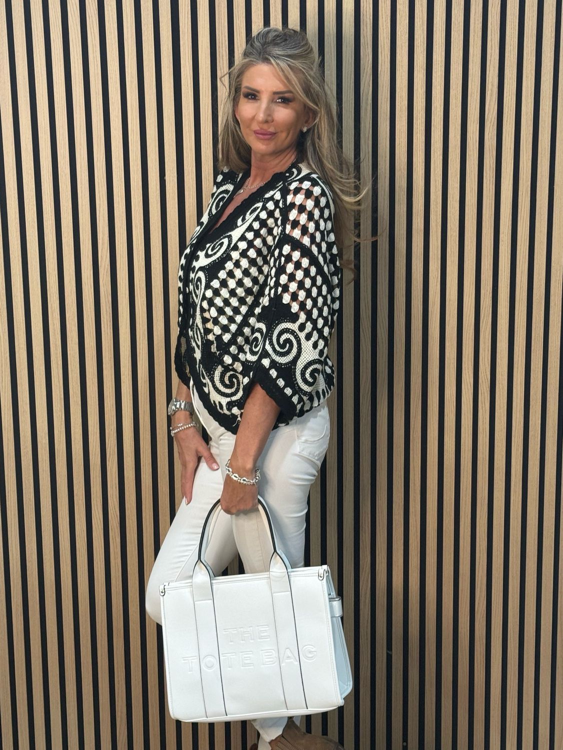 Luna Swirl Crochet Top - Black/White