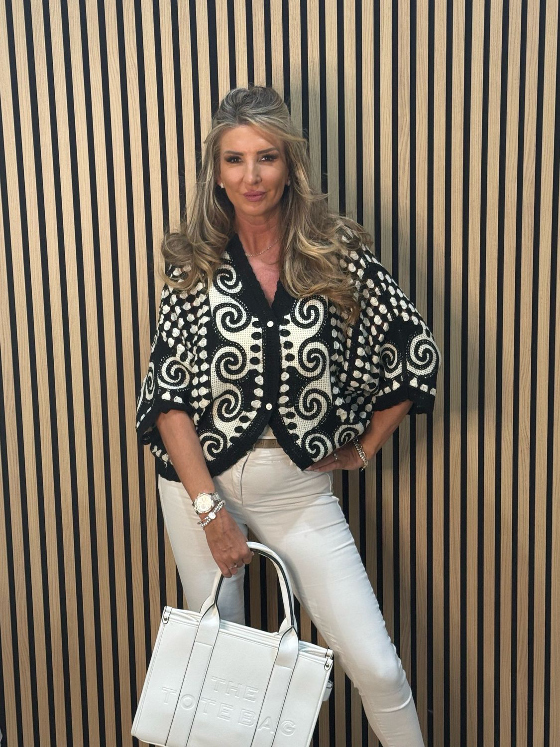 Luna Swirl Crochet Top - Black/White