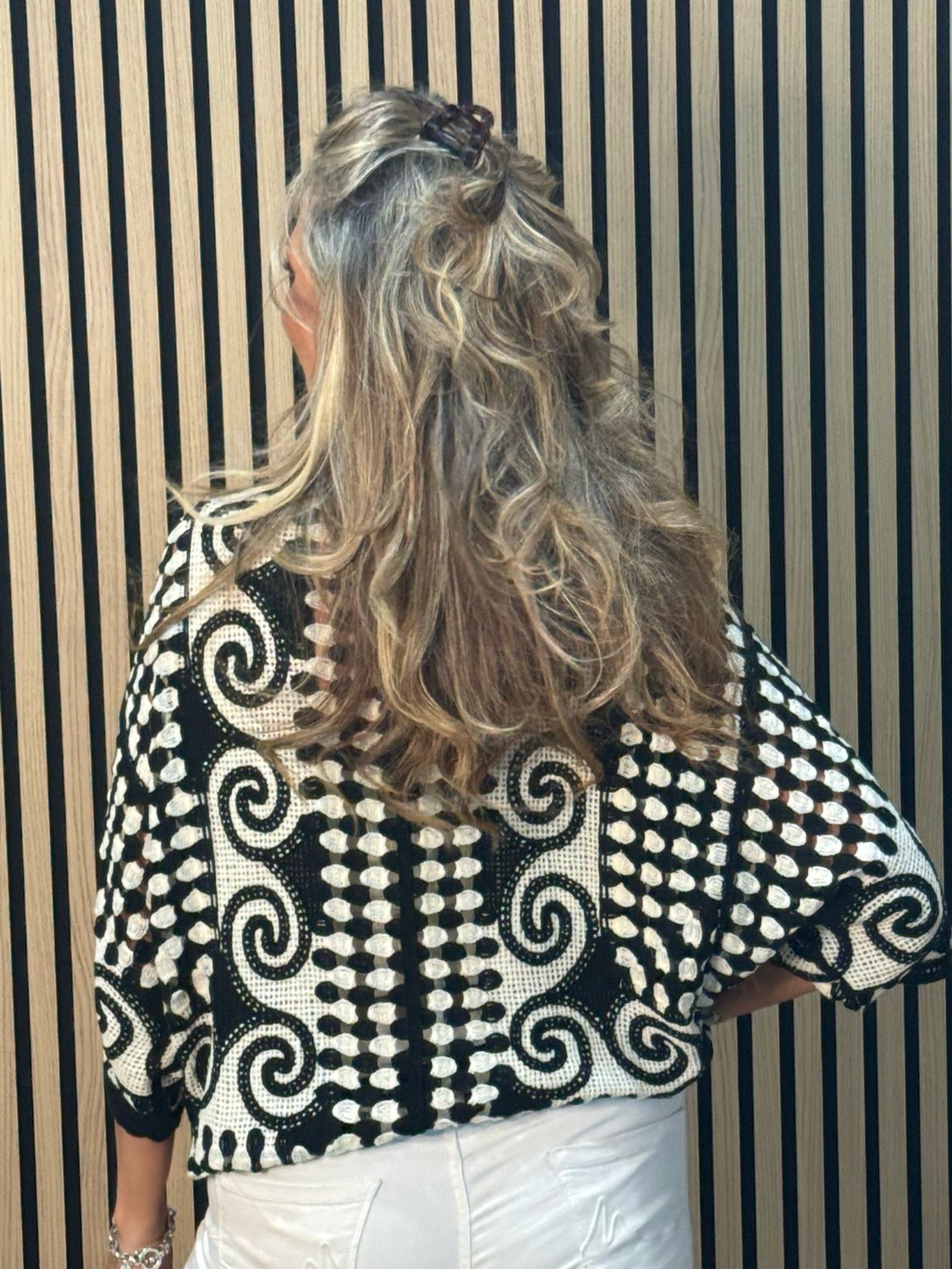 Luna Swirl Crochet Top - Black/White