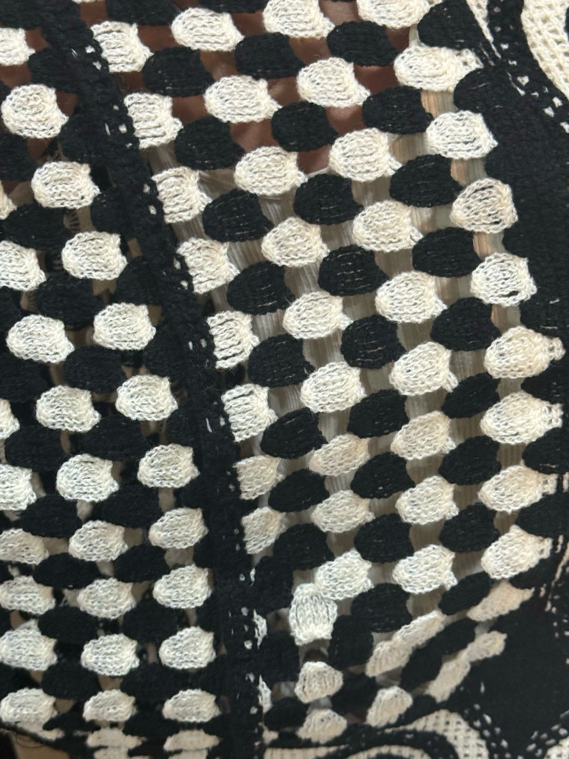 Luna Swirl Crochet Top - Black/White