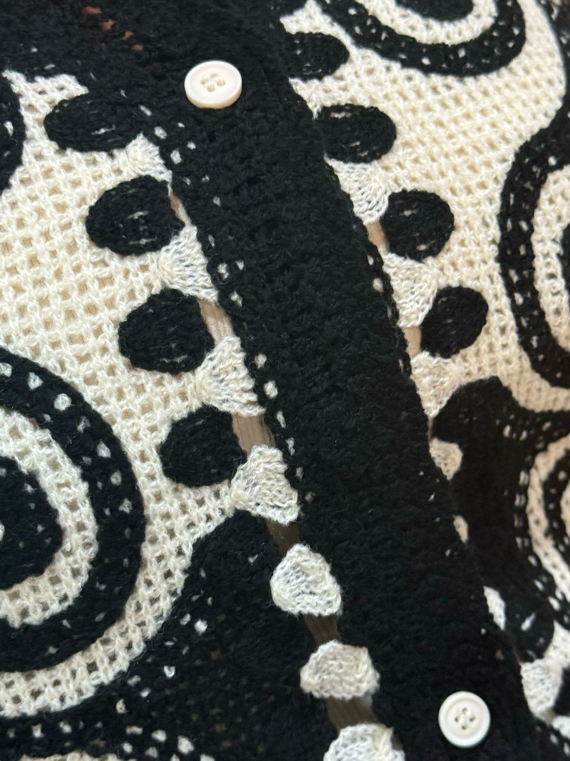 Luna Swirl Crochet Top - Black/White