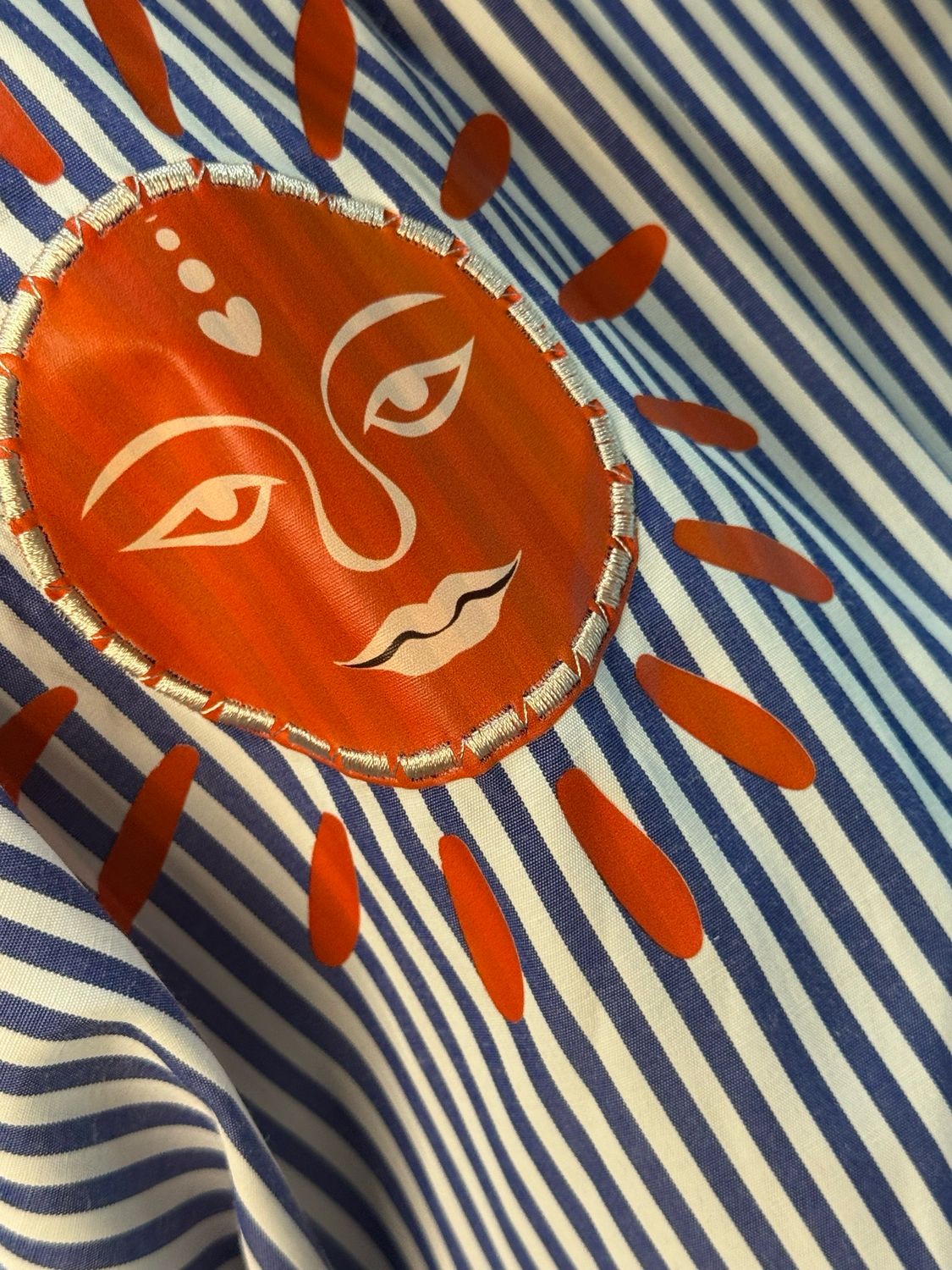 Sorrento Palm Stripe Shirt - Blue/White