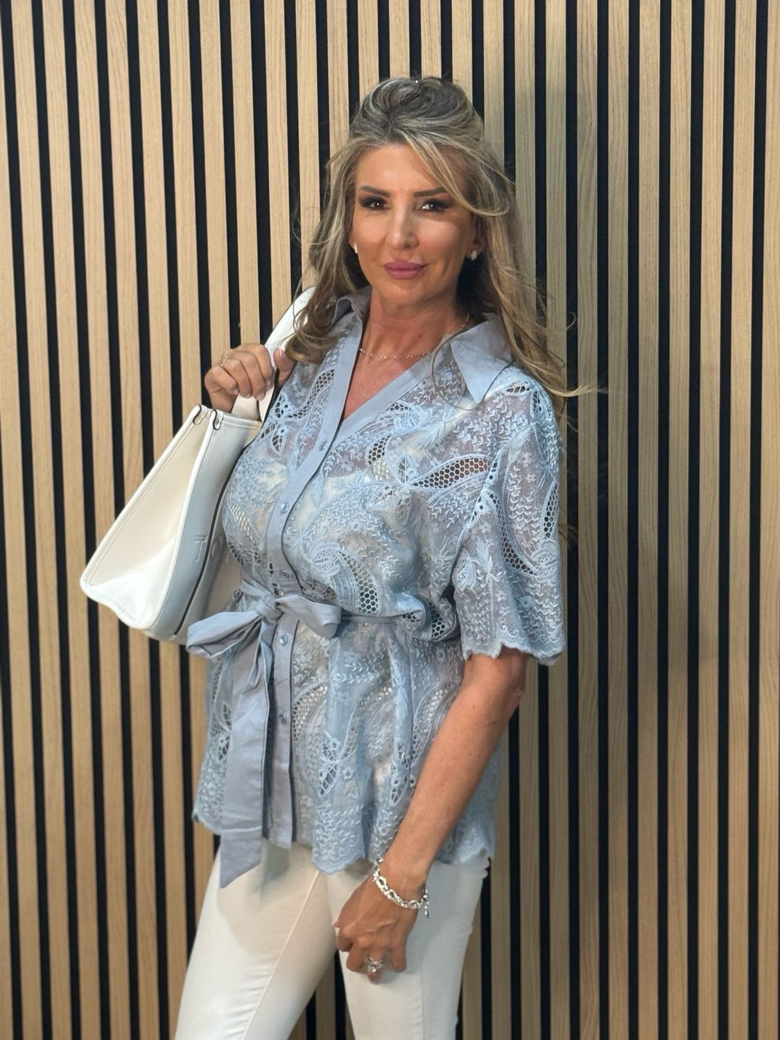 Celeste Waist Tie Blouse - Blue