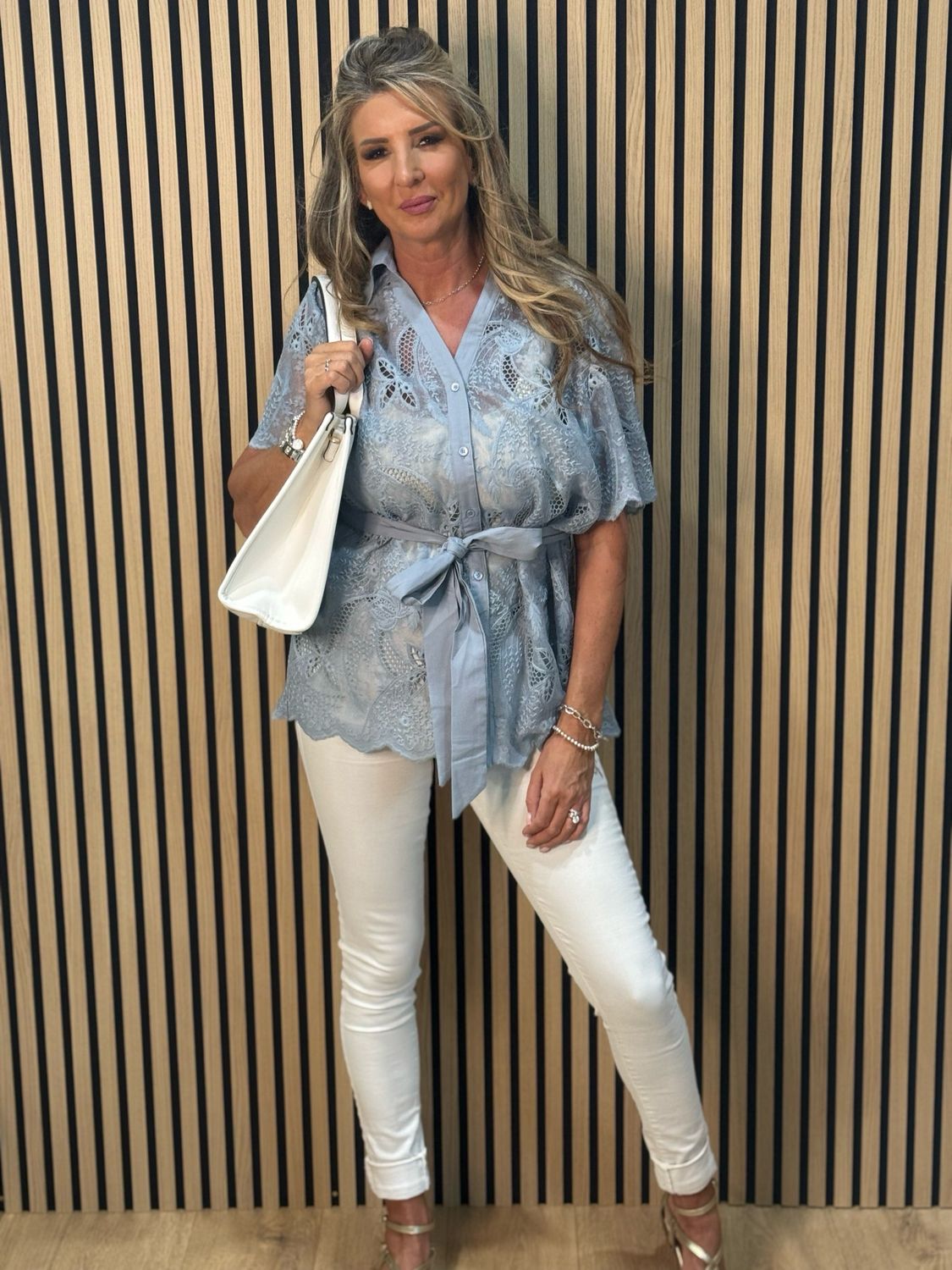 Celeste Waist Tie Blouse - Blue