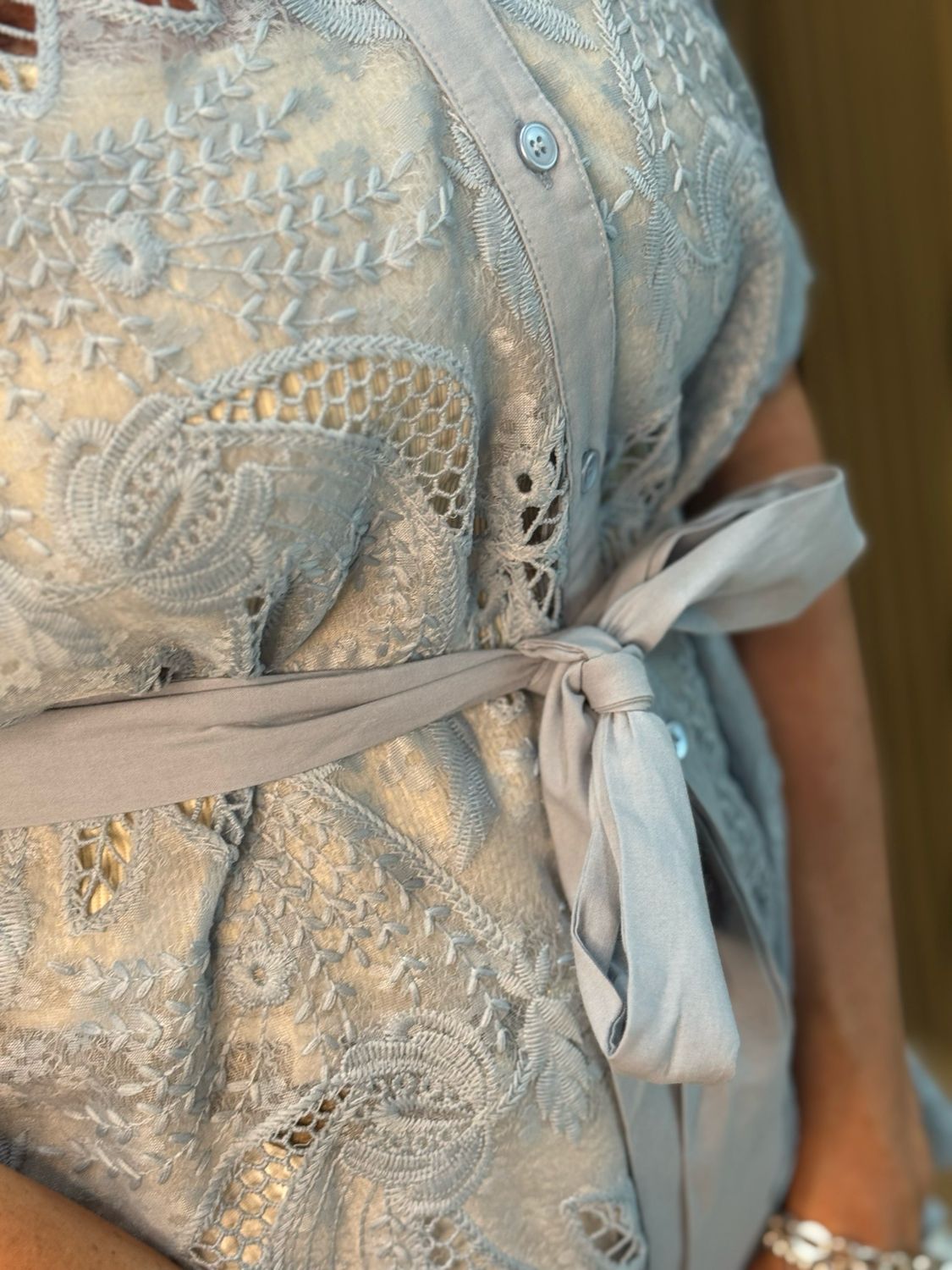 Celeste Waist Tie Blouse - Blue