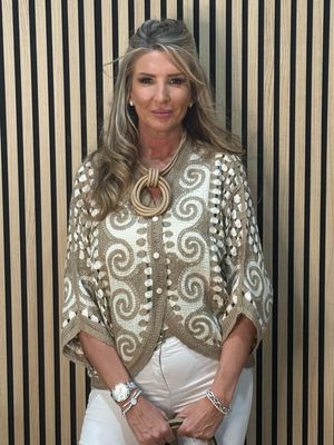 Luna Swirl Crochet Top - Taupe/Beige