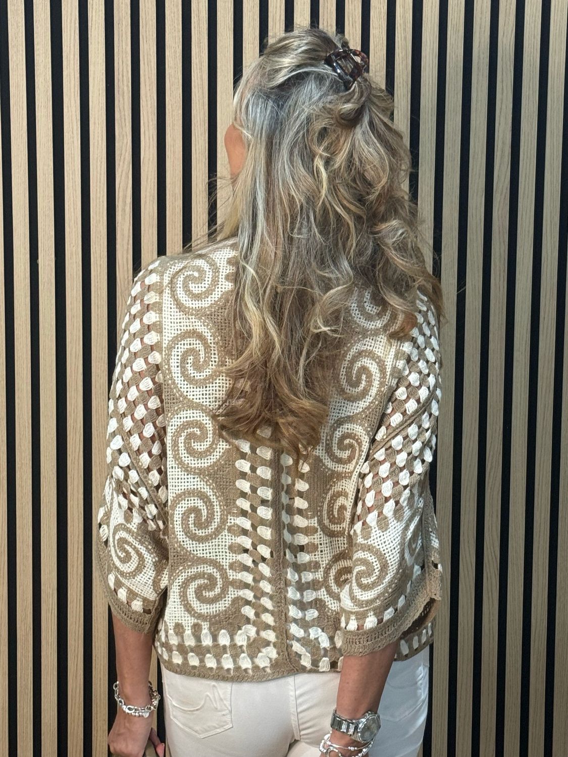 Luna Swirl Crochet Top - Taupe/Beige