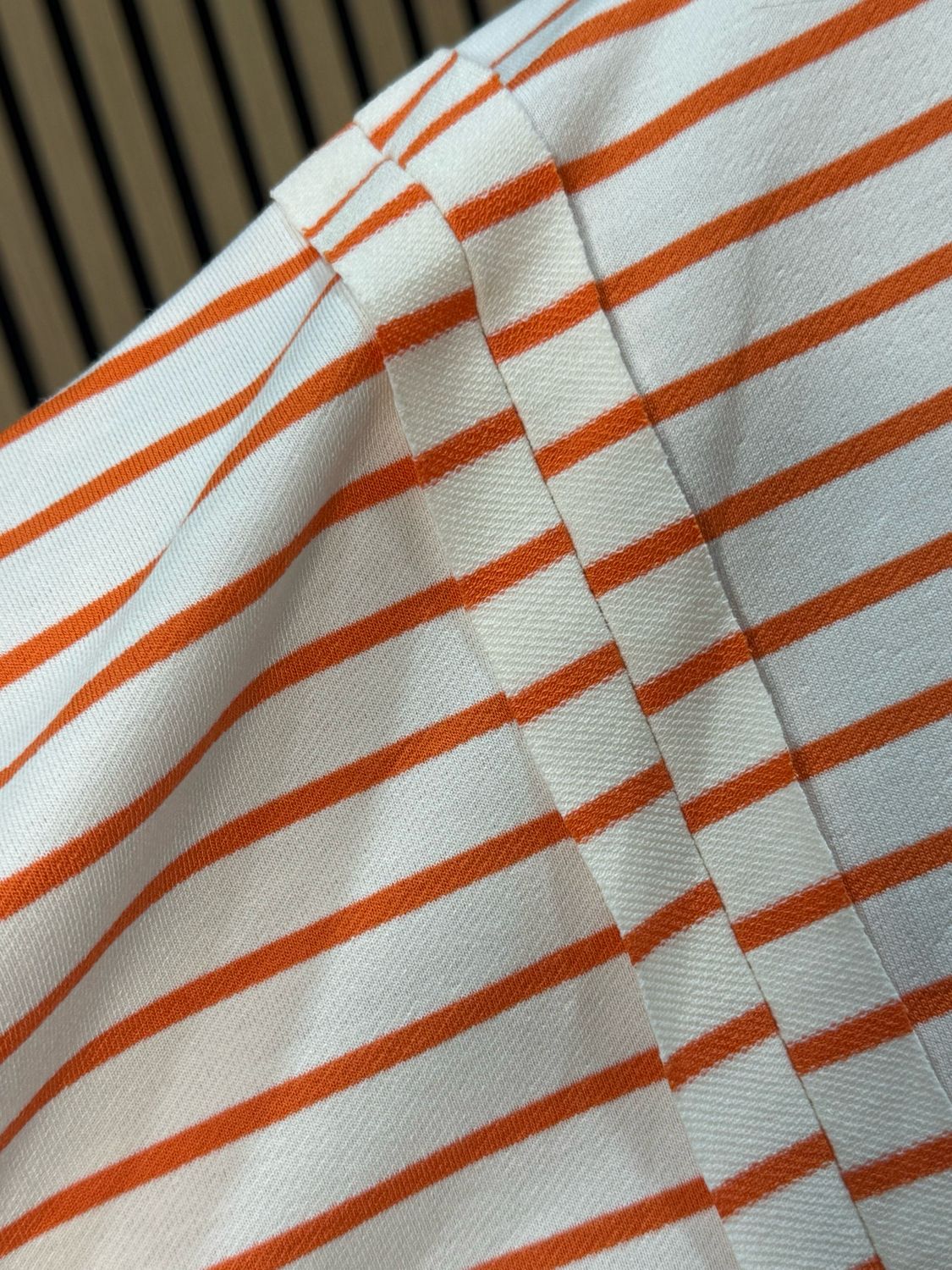 Oversized Cotton Stripe Top - White/Orange
