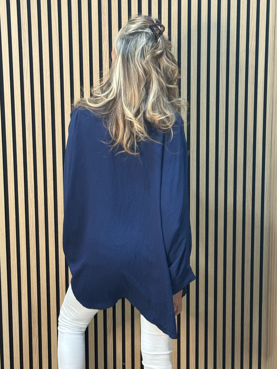 Oversized Floral Shirt Dress - Navy