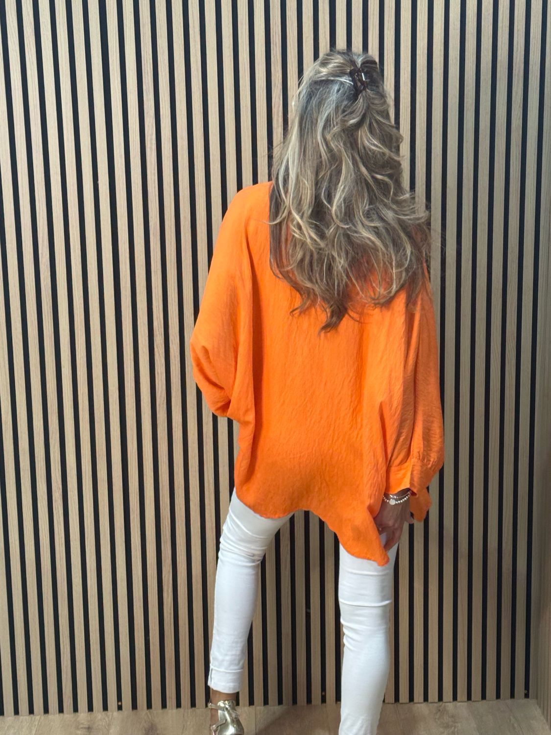 Oversized Floral Shirt Dress - Orange