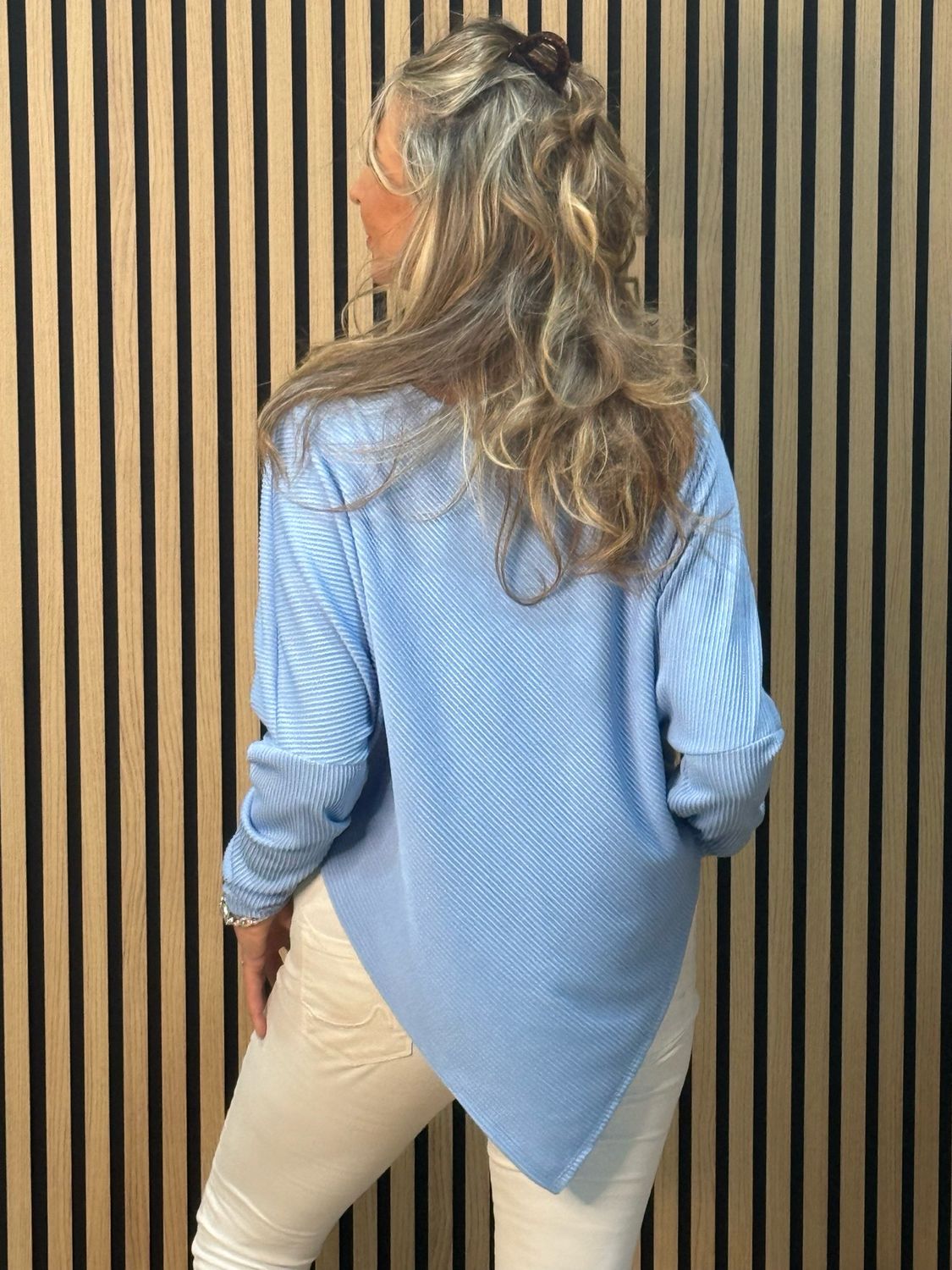 Asymmetric Ribbed Top - Blue