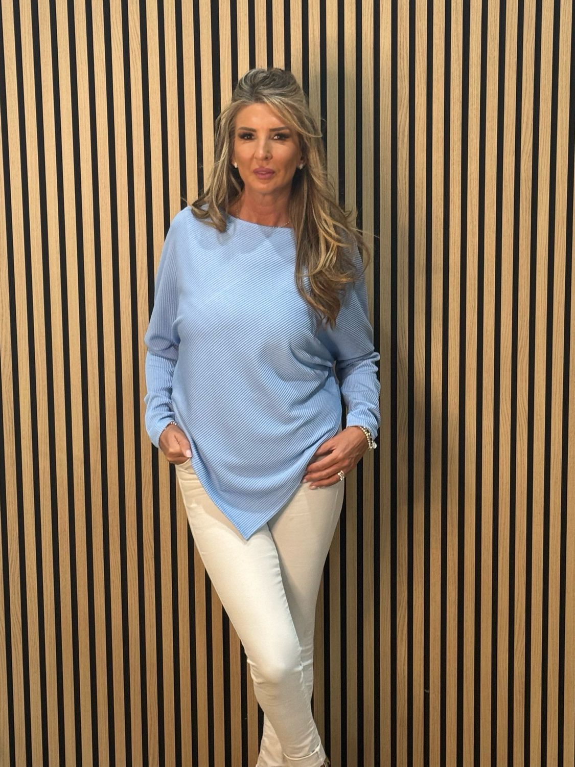 Asymmetric Ribbed Top - Blue