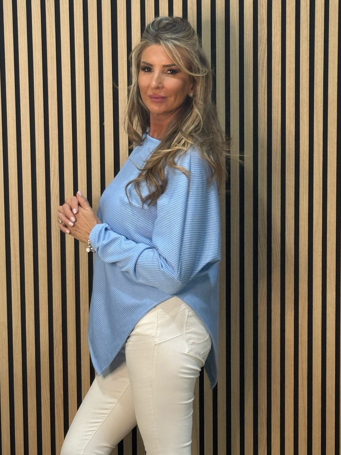 Asymmetric Ribbed Top - Blue