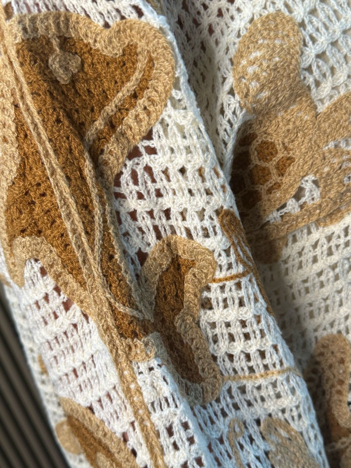 Coastal Cotton Crochet Jumper - Taupe/Beige