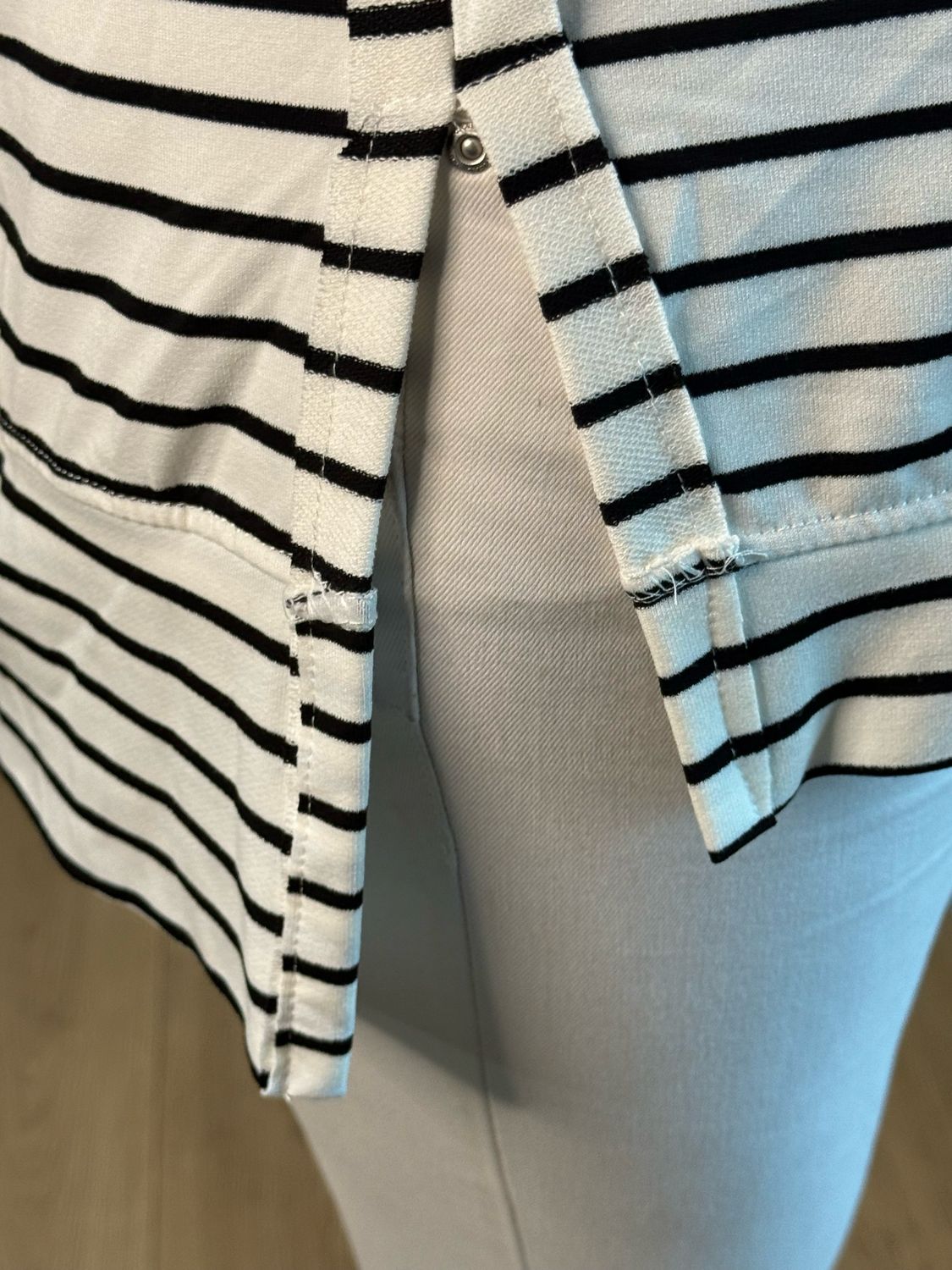 Oversized Cotton Stripe Top - White/Black