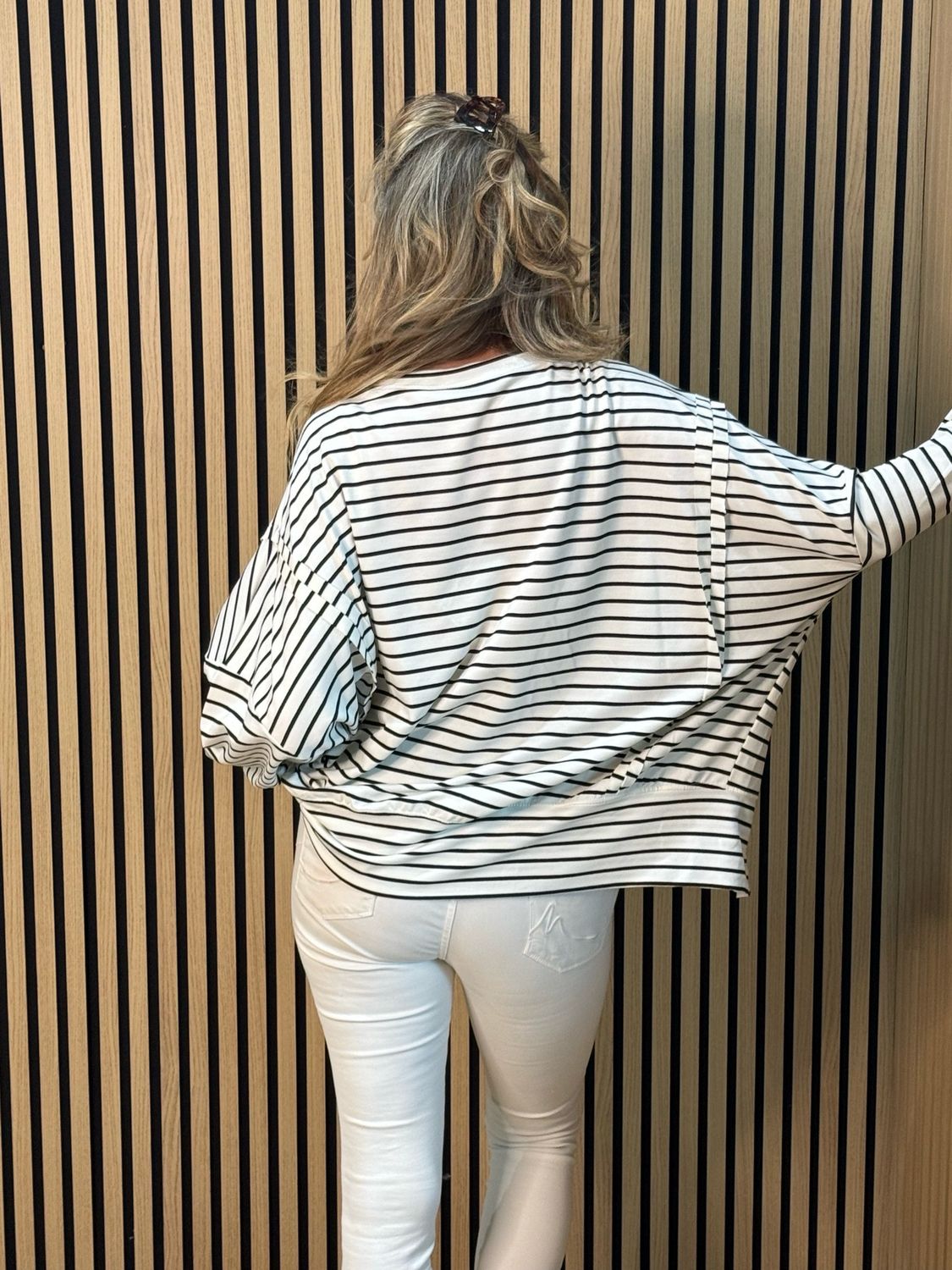 Oversized Cotton Stripe Top - White/Black