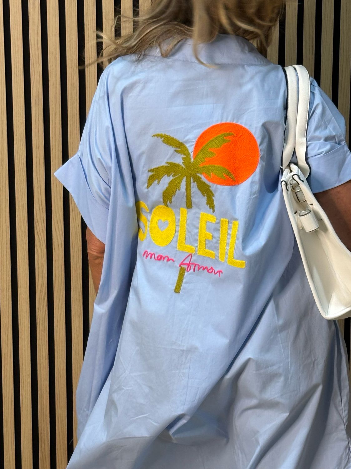 Soleil Cotton Shirt Dress - Blue