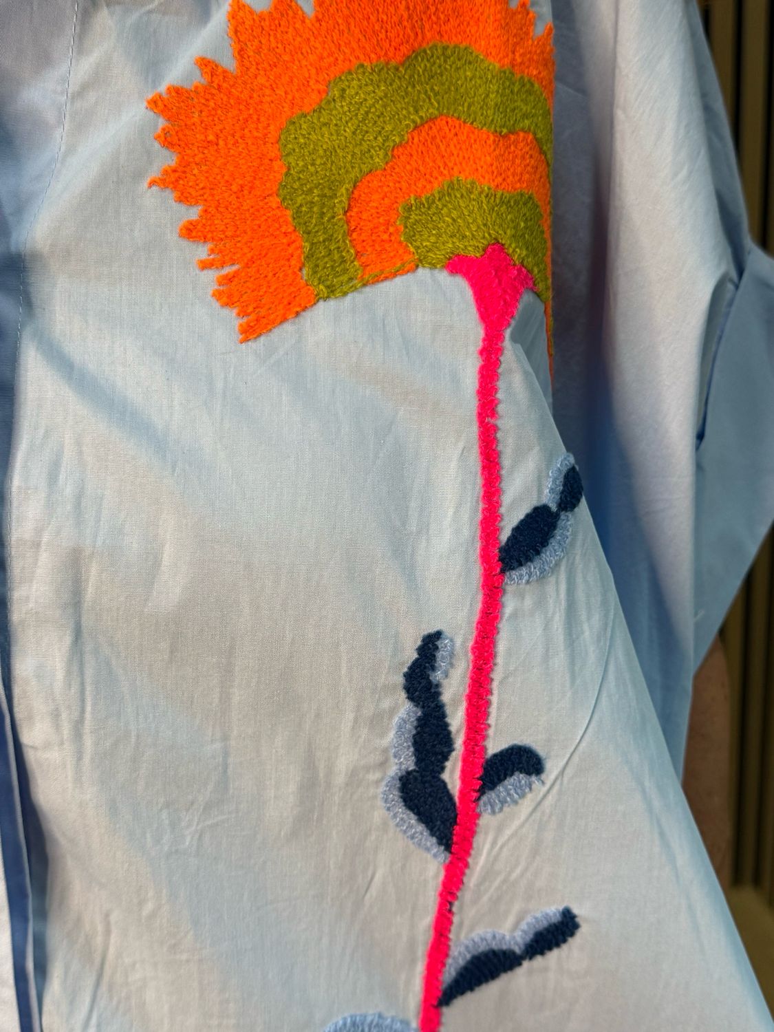 Soleil Cotton Shirt Dress - Blue