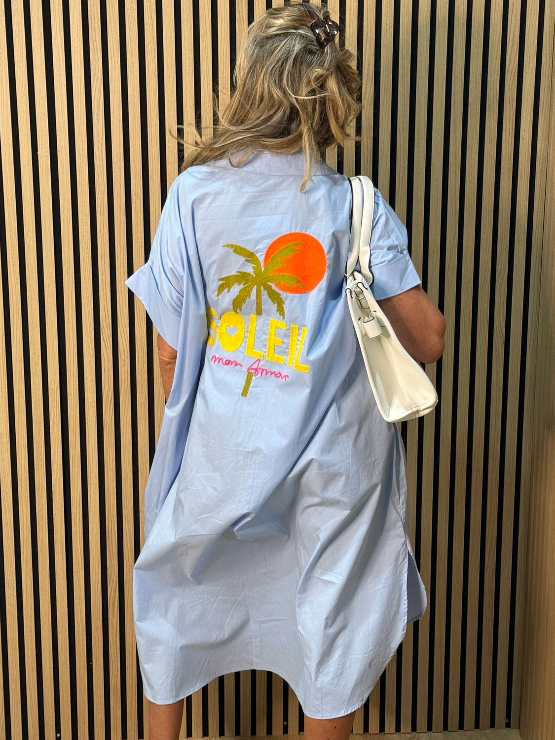 Soleil Cotton Shirt Dress - Blue