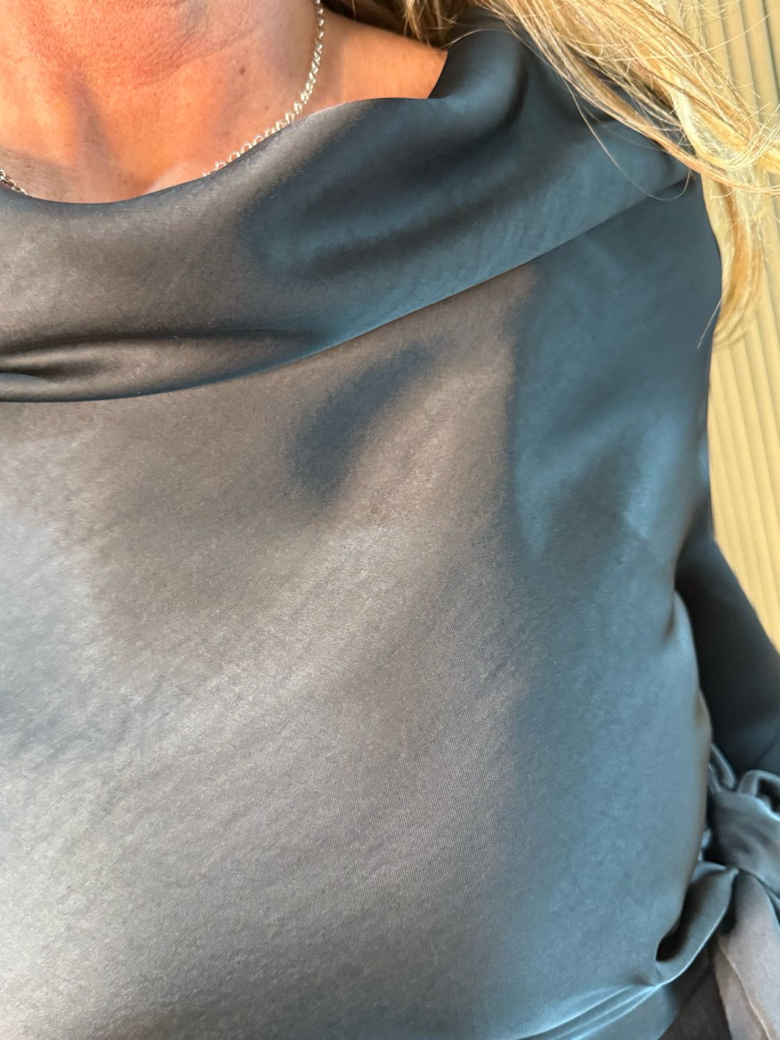 Satin Tie Blouse - Black