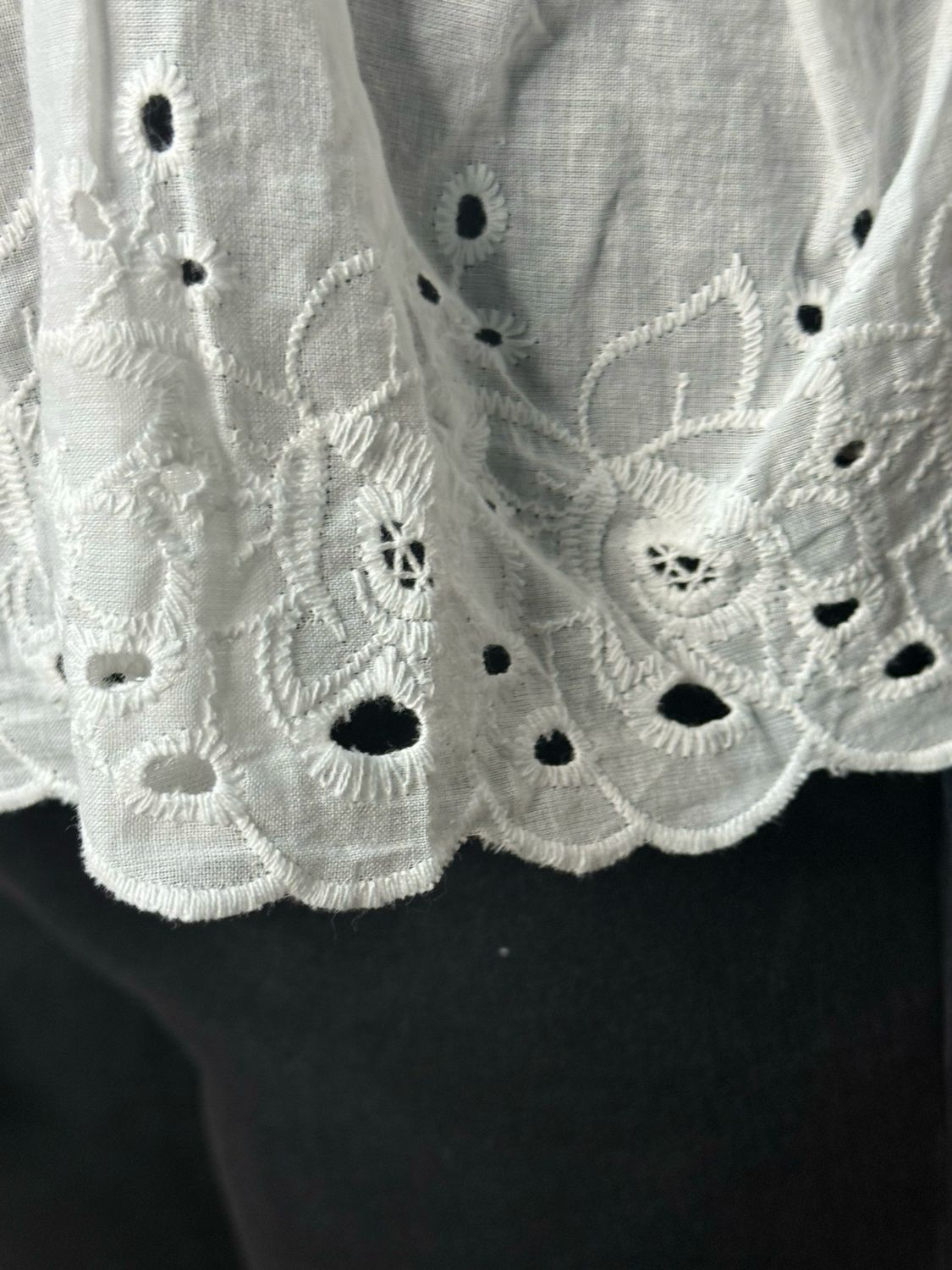 Crochet Lace Button Top - White