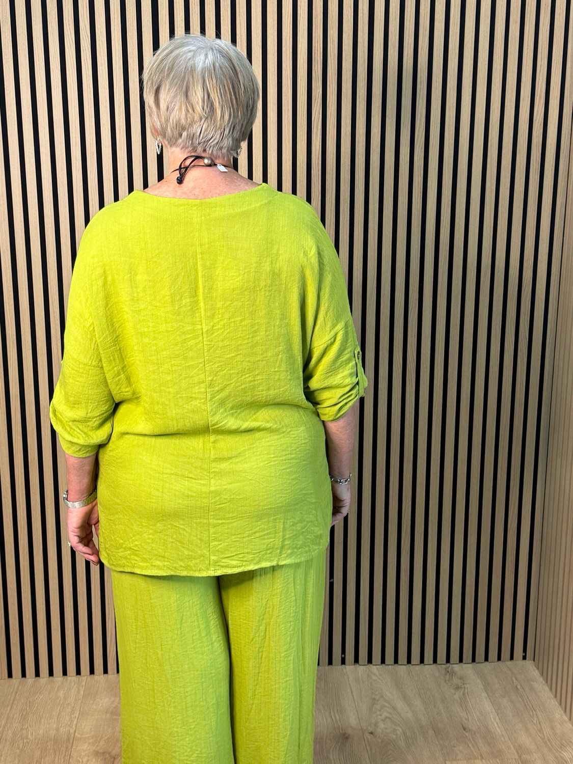 Floral Detail Trouser Suit Set - Lime