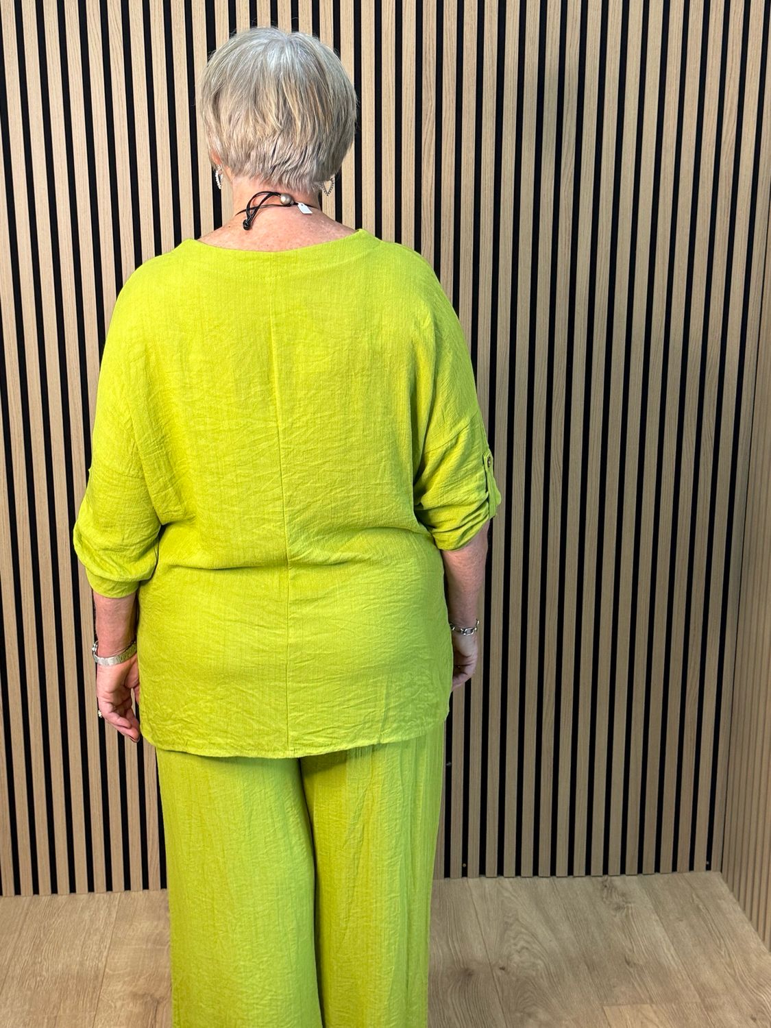 Floral Detail Trouser Suit Set - Lime