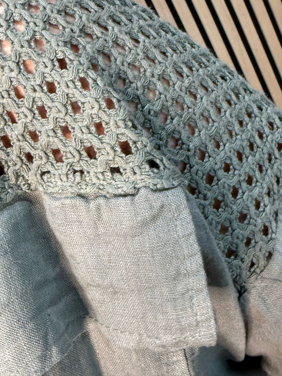 Linen Crochet Detail Skirt &amp; Top Set - Khaki