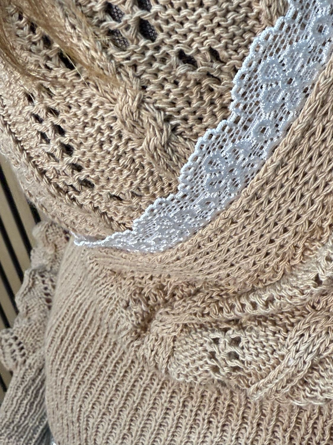 Lace Wrap Knit Jumper - Beige