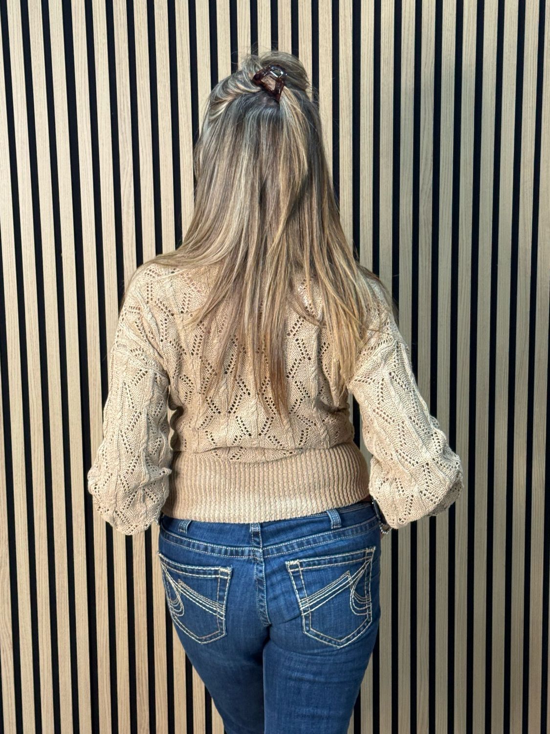 Lace Wrap Knit Jumper - Beige