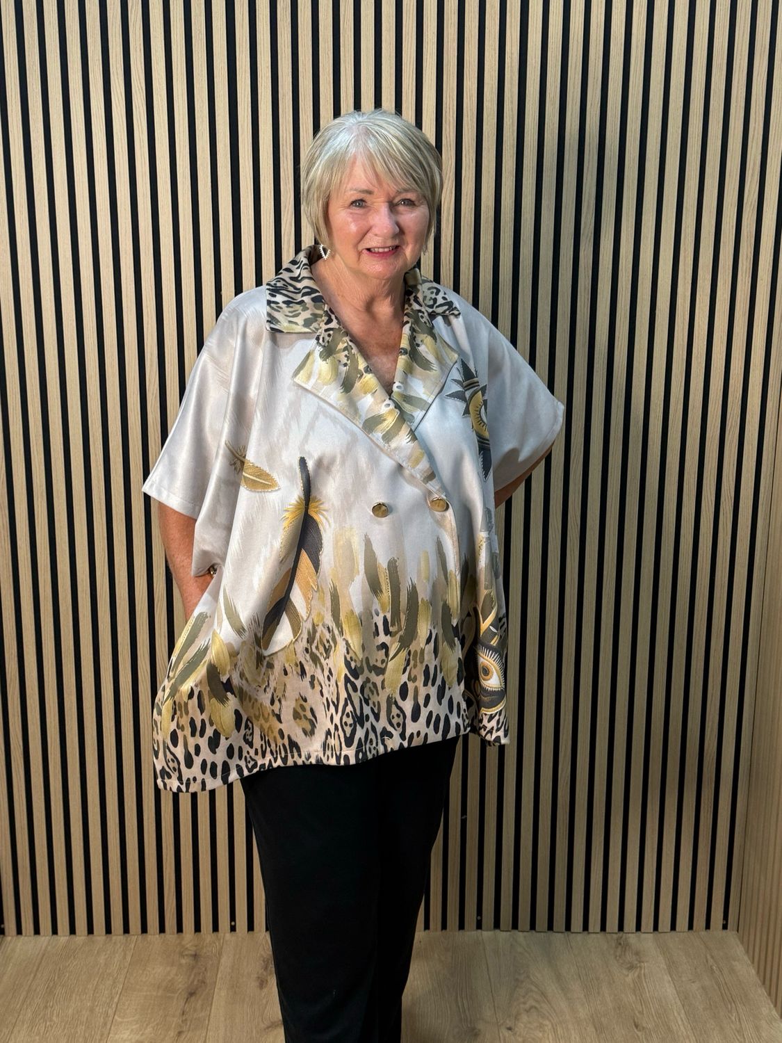 Mystic Print Oversized Jacket - Taupe