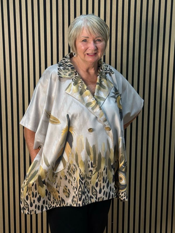 Mystic Print Oversized Jacket - Taupe