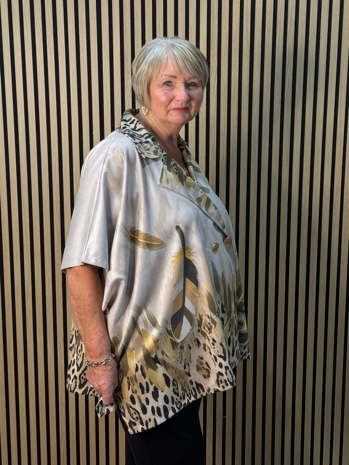 Mystic Print Oversized Jacket - Taupe