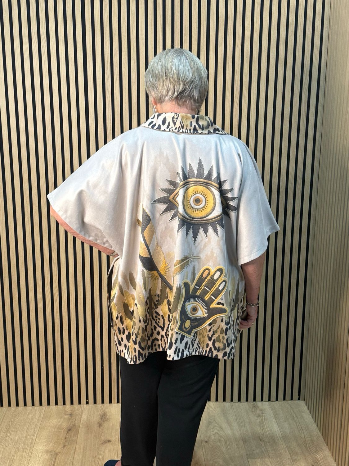 Mystic Print Oversized Jacket - Taupe