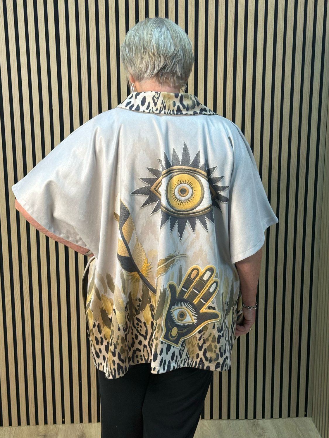 Mystic Print Oversized Jacket - Taupe