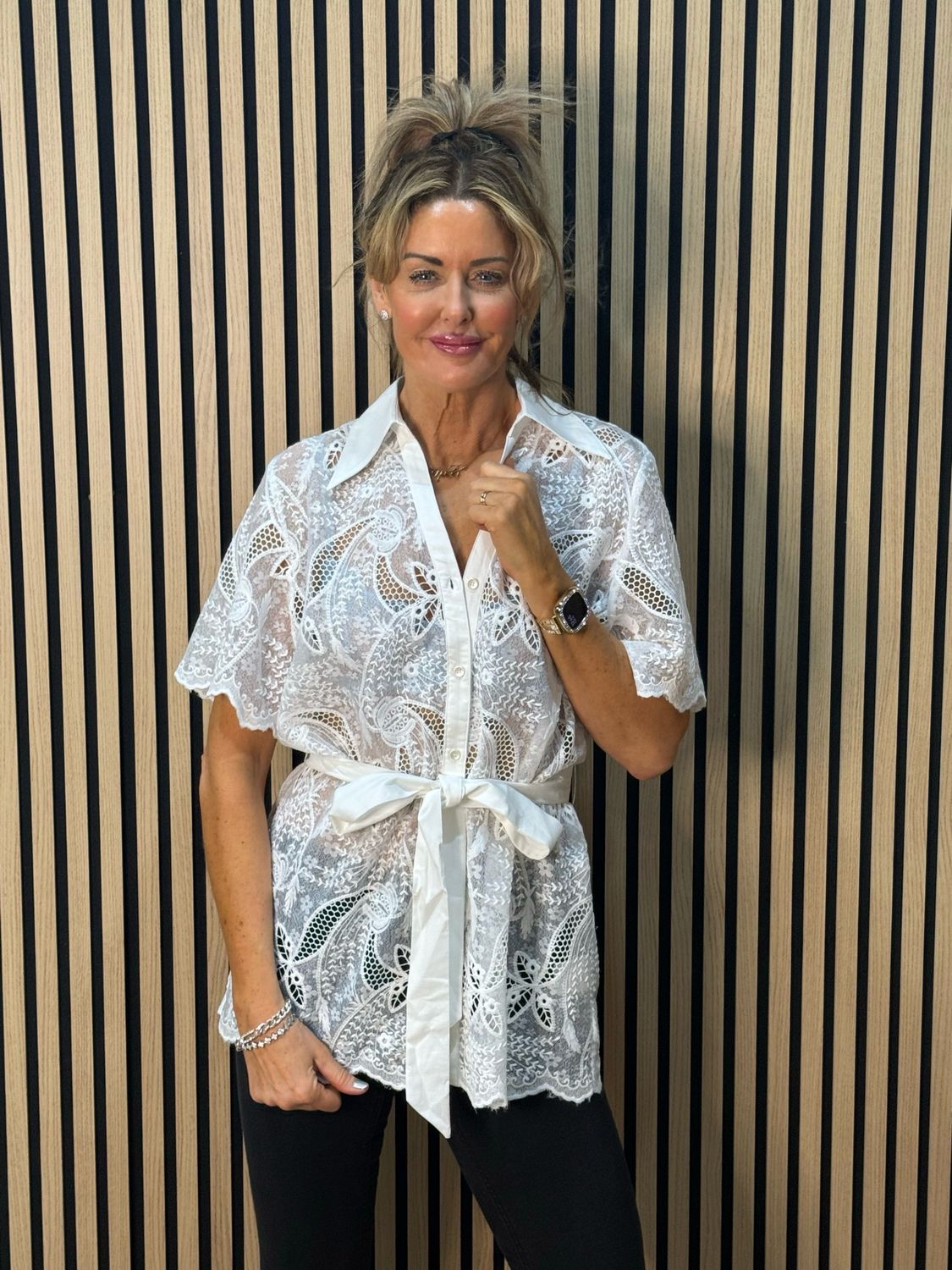 Celeste Waist Tie - Blouse - White