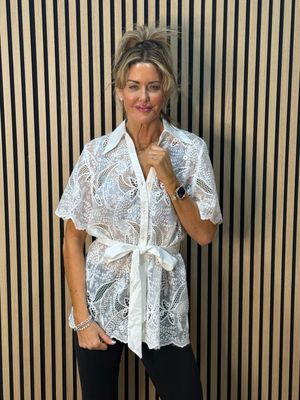 Celeste Waist Tie - Blouse - White