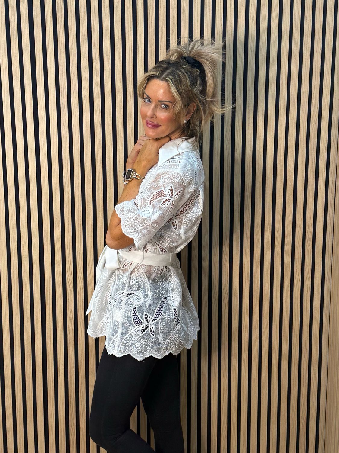 Celeste Waist Tie - Blouse - White