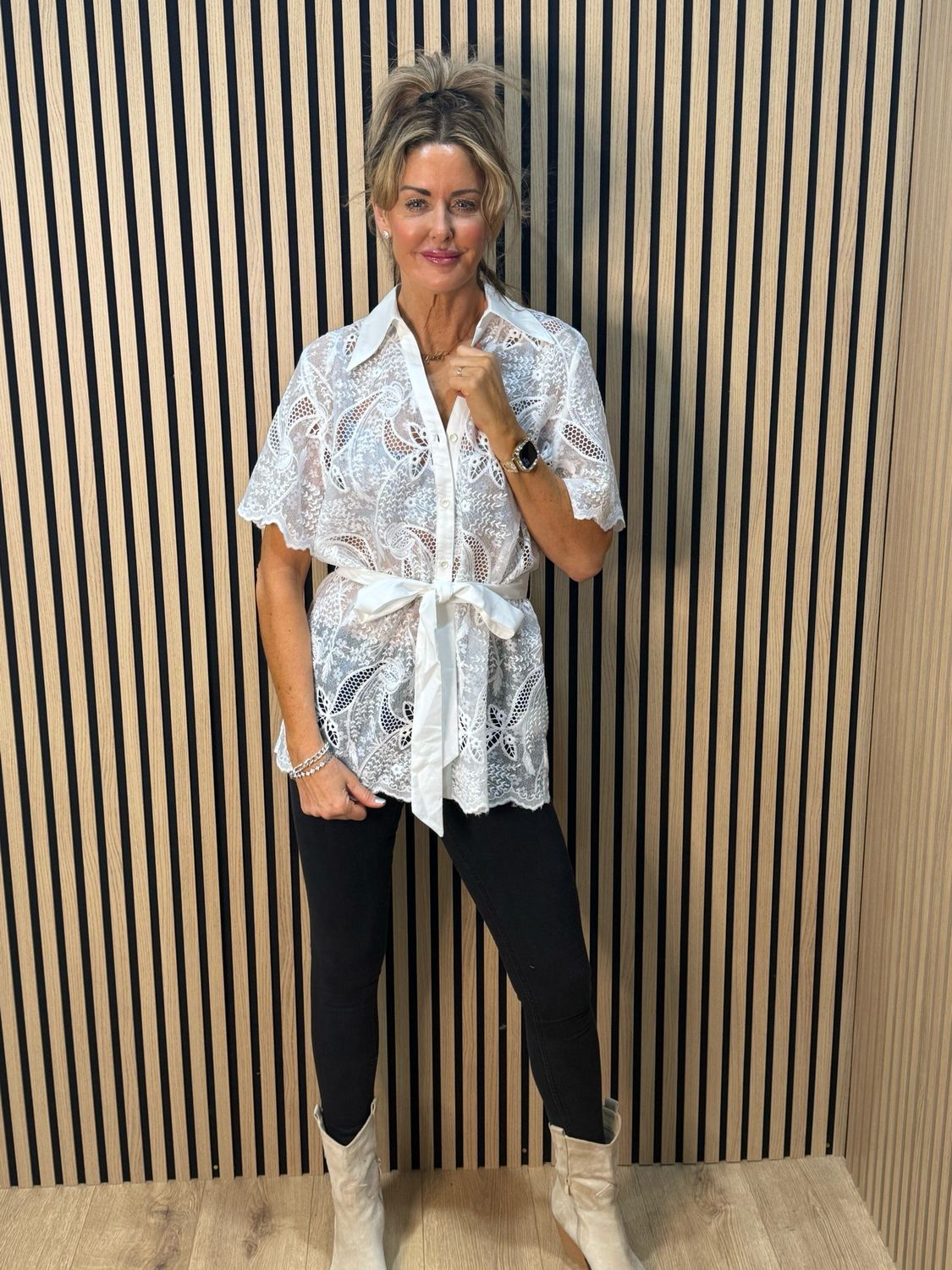 Celeste Waist Tie - Blouse - White