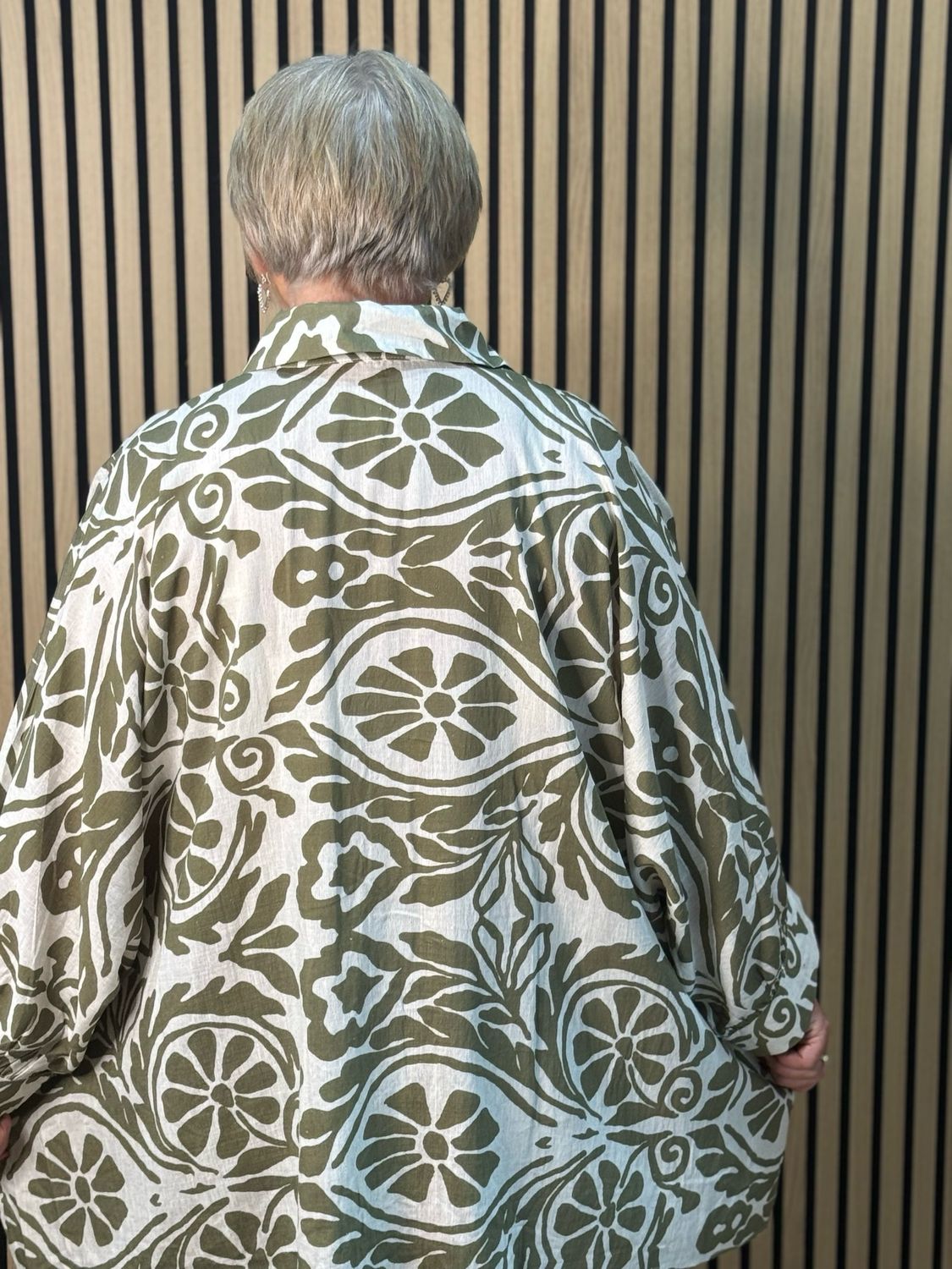 Botanical Oversized Shirt - Olive